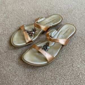 Matisse Rose Gold Beaded Metallic Sandals Women Shoes Size 7.5